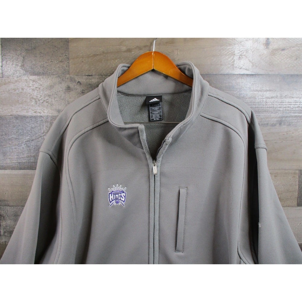 Sacramento Kings Jacket Mens 3XL Tall Gray NBA Basketball Zip Fleece Adidas